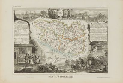 null LEVASSEUR, V. Lot de 9 planches de départements bretons. Paris, ca. 1850. Limites...