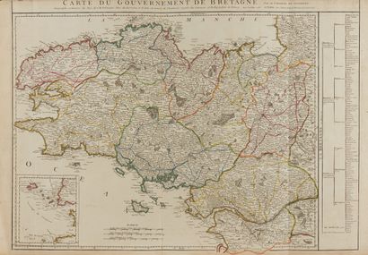 null ROBERT DE VAUGONDY, G. Map of the Government of Brittany. Paris, 1758-1787....