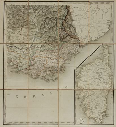 null DUBRENA, V. Hydrographic Chart of France. Paris, 1828. Period col. Engraved...