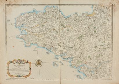 null OGÉE. Geometric Map of the Province of Brittany. Ca. 1771. 4 sheets in unattached...