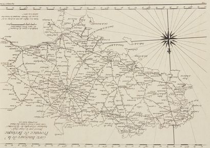 null OGÉE. Carte Itinéraire de la Province de Bretagne. Nantes, 1768. Noir et blanc....