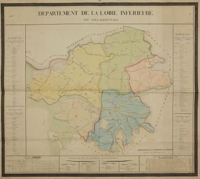 null CARTE MANUSCRITE ANONYME. Département de la Loire Inférieure par sous-préfectures....