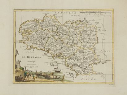 null CARLI, P. La Bretagna. Sienne, 1792. Col. d'époque. Cartouche et limites en...