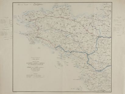 null ETAT-MAJOR. Carte de la ligne de Nantes à Lorient et à Chateaulin avec embranchement...