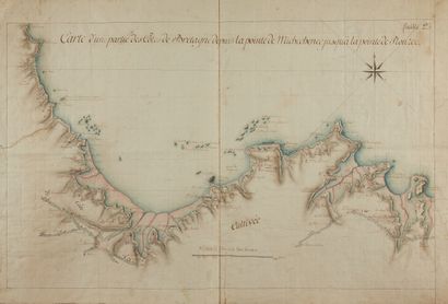 null ANONYMOUS HANDWRITTEN MAP. Map of a part of the coast of Brittany from the tip...