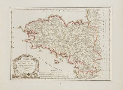 null BONNE, R. Carte du Gouvernement de Bretagne. Paris, Lattré, 1786. Limites en...
