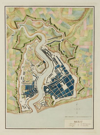 null MOITHEY / DE FER / LEROUGE... A large set of Breton city plans. 18th and 19th...