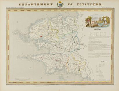 null DUFOUR / FREMIN etc. Lot de 11 cartes du département du Finistère. Paris, 1790-1870....