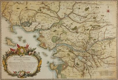 null OGÉE. Geometric Map of the Province of Brittany. Ca. 1771. 4 sheets in unattached...