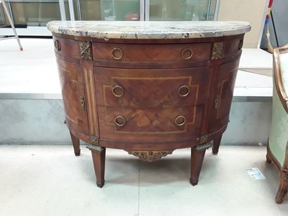 null Half moon chest of drawers in veneer with musical instruments decoration

Marble...