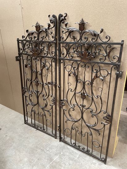 null Pair of wrought iron garden gates, partly gold lacquered 

157 x 66 cm each