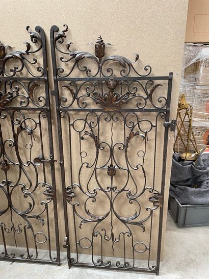 null Pair of wrought iron garden gates, partly gold lacquered 

157 x 66 cm each