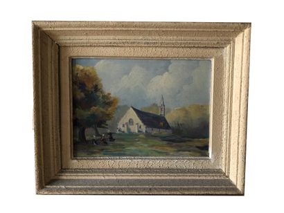 null R. SAMPIC (20th century)

View of a church in Brittany with characters 

Oil...
