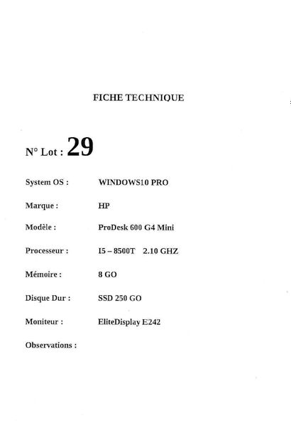 null 1 ORDINATEUR PRODESK avec écran 24"