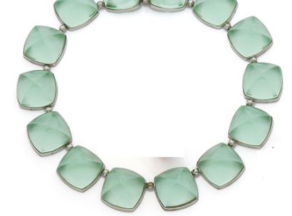 null BACCARAT 

Collier Médicis en cristal teinté vert d'eau et argent 925‰ 

Signé...