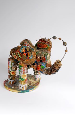 null * VITALIS (Born in 1964) 

Elephant

Sculpture in wood, wire and various polychrome...