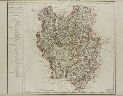 null Set of five framed pieces including two plans: Lyon and Rhône and Loire regions...