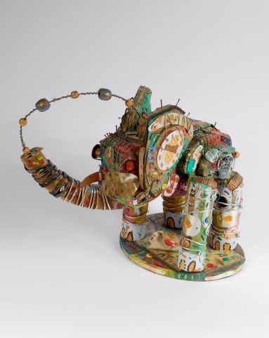 null * VITALIS (Born in 1964) 

Elephant

Sculpture in wood, wire and various polychrome...