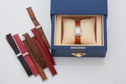 null BOUCHERON

Steel bracelet watch, Reflet model, the rectangular dial with grey...