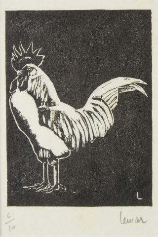 null ** Marcel LEMAR (1892-1941) 

Lièvre et coq 

Deux bois gravés. 

Le lièvre...