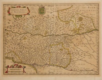 null Set of five framed pieces including two plans: Lyon and Rhône and Loire regions...