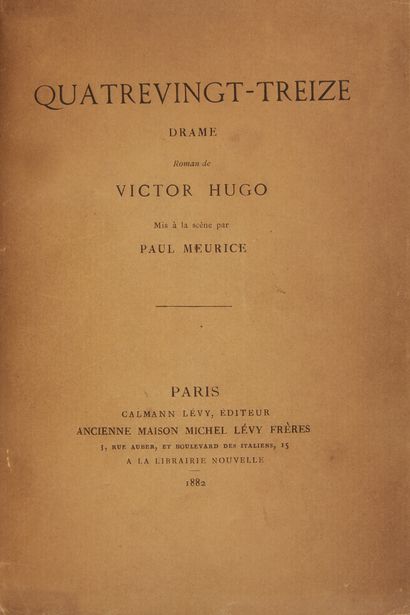 null * HUGO (Victor). Quatre vingt-treize. Paris, Calmann-Lévy, 1882, in-12, demi-rel....