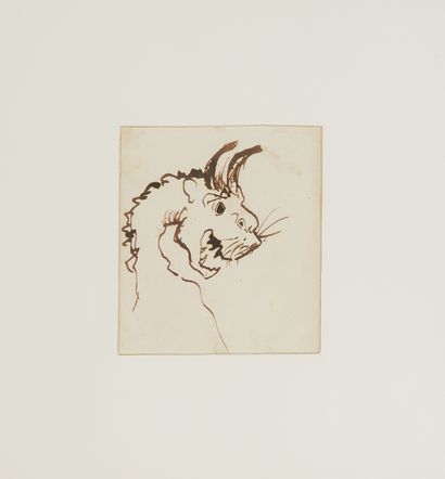  * Victor HUGO (1802-1885) 
Tête de gargouille 
Plume et encre brune sur papier....
