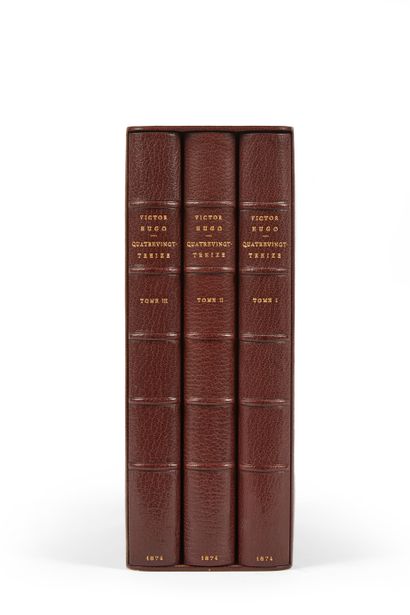 null * HUGO (Victor). Quatre-vingt-treize. Neuvième édition Paris, Lévy, 1875, 3...