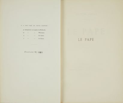 null * HUGO (Victor). Le pape. Paris, Calmann-Lévy, 1878, in-8, demi-rel. mar. à...