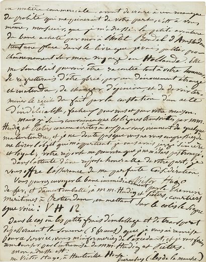  * Juliette DROUET (1806-1883). Copie autographe d’une lettre de Victor HUGO, Guernesey,...