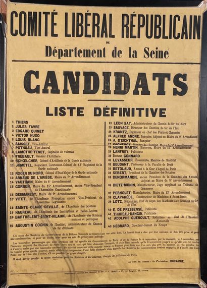 null * Affiche du Comité Libéral Républicain du département des Hauts de Seine présentant...