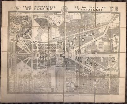 null LOGEROT, A. Picturesque plan of the city and the park of Versailles. Ca. 1854....