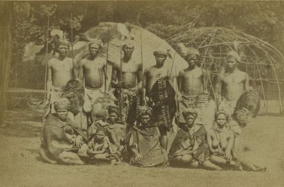 null E. FLAMANT. Africans at the Jardin Zoologique d'Acclimatation, ca. 1880. Vintage...