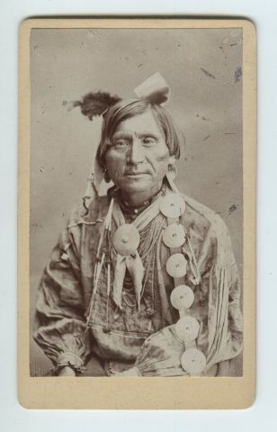 null Unidentified photographer. Portrait of an American Indian, circa 1890. Vintage...