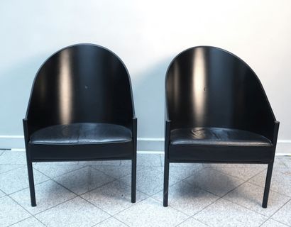 null Philippe STARCK (1949)

Suite de trois fauteuils modèle Costes

Bois noir, cuir...