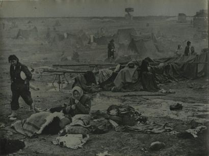 null Liberation of the Bergen-Belsen camp, 1945. Four vintage silver prints, approximately...