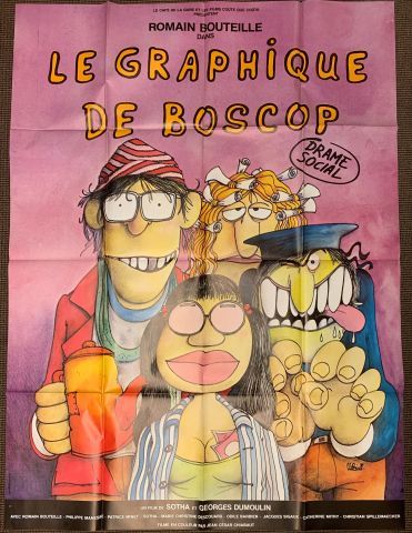 null Two posters for the film le Graphique de Boscop, drawn by Binet, 1976. 114 x...