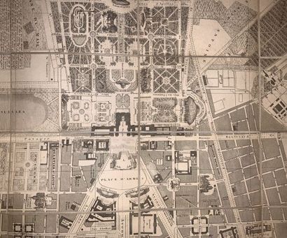 null LOGEROT, A. Picturesque plan of the city and the park of Versailles. Ca. 1854....