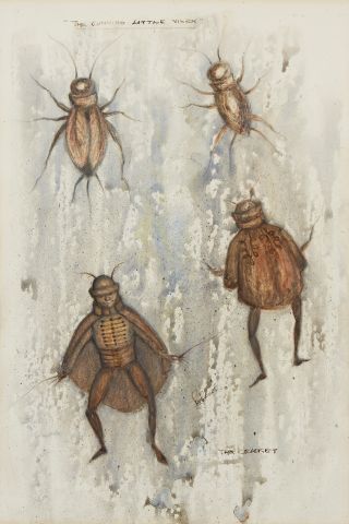 null Costume study of the locusts for "The Cunning Little Vixen". 

Watercolor on...