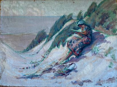 null Attribué à Jean BONNIER (1882-1966) 

Lecture sur le sable 

Huile sur toile

54...
