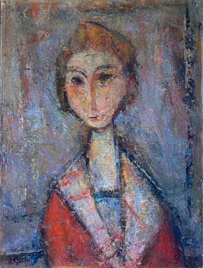 null (94 + 93 + 95 + 101) 

H. SANDOZ (Xxe siècle) 

- Portrait de femme, huile sur...