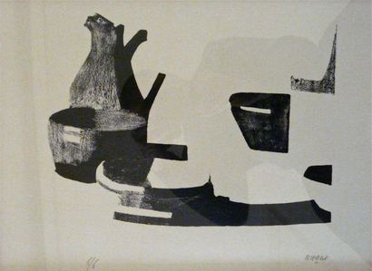 null Roland BIERGE (1922-1991) 

Nature morte dite Cini 

Lithographie en noir et...