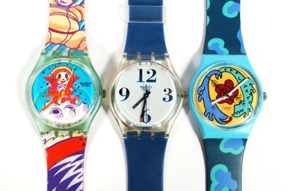 null SWATCH

Lot of three Swatch water resistant watches; one "Yuri", one with crocodiles...