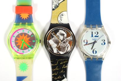 null SWATCH 

Lot of three SWATCH water resistant watches; one kissing on the hand,...