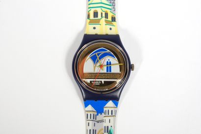 null SWATCH

Lot of three SWATCH water resistant watches; one "Fun", one with architectural...