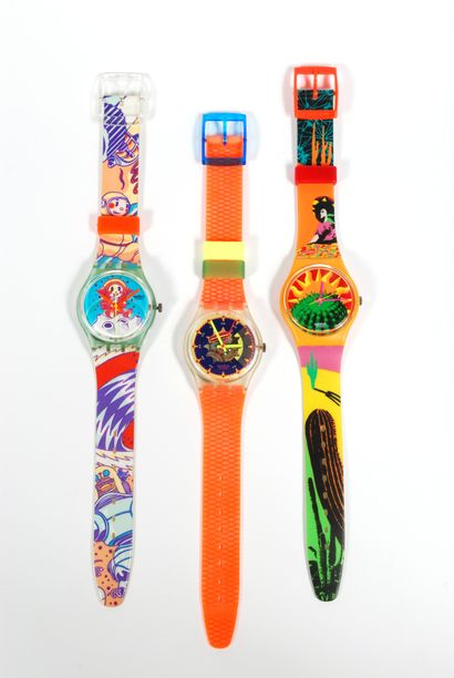 null SWATCH

Lot of three Swatch water resistant watches one "Yuri", one orange and...