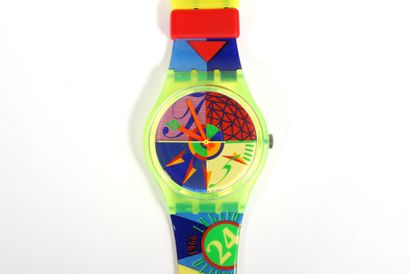 null SWATCH

Lot of three SWATCH water resistant watches; one "Fun", one with architectural...