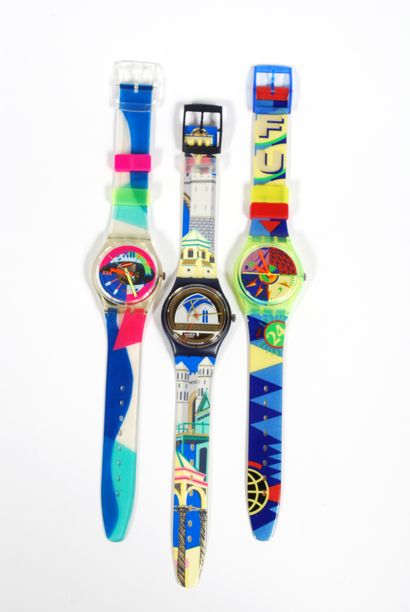 SWATCH 
Lot of three SWATCH water resistant...