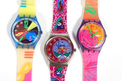 null SWATCH 

Lot of three Swatch water resistant watches; one "Florence" with a...