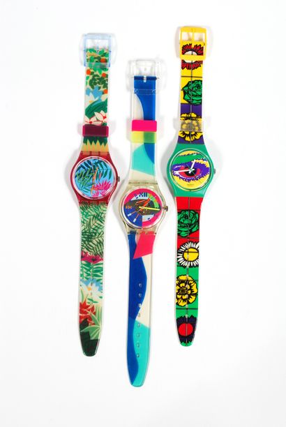 SWATCH 
Set of three Swatch water resistant...